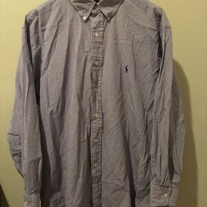 Ralph Lauren Yarmouth Shirt Mens 17.5 34/35 Purple Gingham Check Long Sleeve